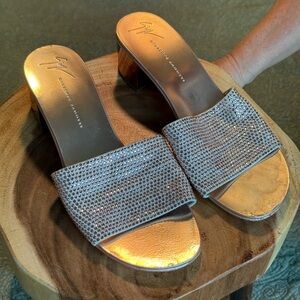 Giuseppe Zanotti Gold and Silver Embellished Mules